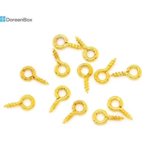 Doreen Box Lovely 1000 GP Screw Eye Bail Top Drilled Findings 8x4mm (B09752)