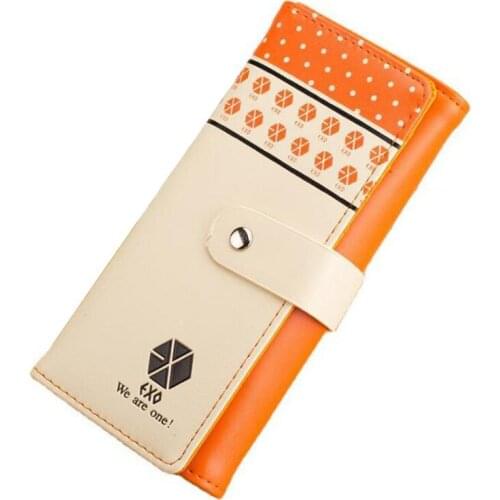 2021 New Fashion Womens Purse Korean Geometric Letter EXO Wallet Women Long Buckle PU Leather Clutch Wallets LCS041