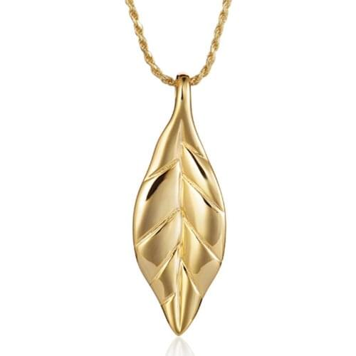 Hot Selling High Quality 14K Yellow Gold in 925 Sterling Silver Leaf Maile Pendant Necklace For Gift