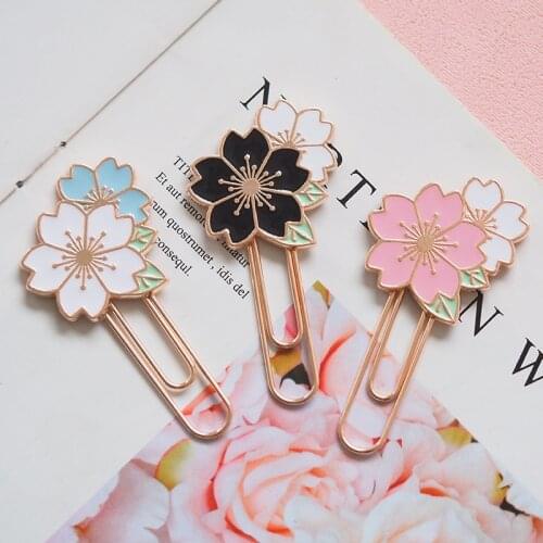 1 pcs Romantic Cherry Blossom Bookmark Metal Reading Book mark Stationery School Office Supply Escolar Papelaria