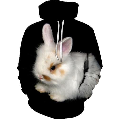 2021 New Rabbit 3d Printing Hoodie Sweatshirt Pullover Fashion Cute Sportswear Animal Streetwear XXS-4XL