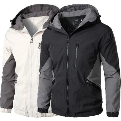 New Men Hooded Windbreaker Jacket Male Autumn Winter Baseball Jacket Men Zipper Streetwear Bomber Jacket Hip Hop Vintage Coats