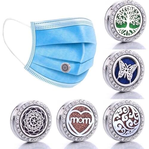 2021 New Aromatherapy Buckle Locket Jewelry Essential Oil Diffuser Locket Brooch Clip Alloy Tree of Life Flower Magnetic Buckles