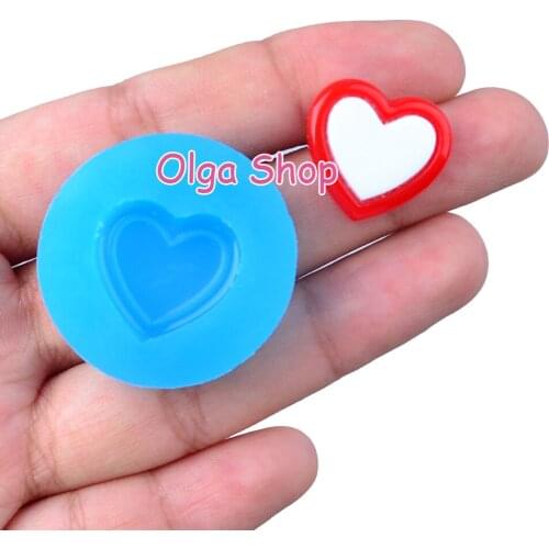 PYL230 18.4mm x 17.2mm Heart-shaped Silicone Mold Fondant Cake Decoration Candy Resin Clay Earrings Necklace Craft Soap Candle