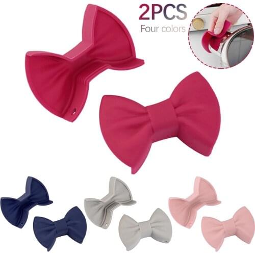 Bowknot Silicone Pot Holder Oven Mitts Finger Protector Pinch Grip Heat Resistant Non-slip Pot Holder for Kitchen Cooking Baking