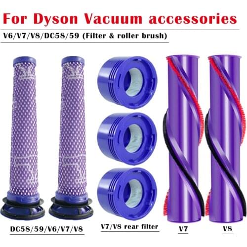 High-quality For Dyson V7 Handheld Vacuum Cleaner Accessories Washable HEPA Filter V8 Roller Brush Head Replacement Spare Parts