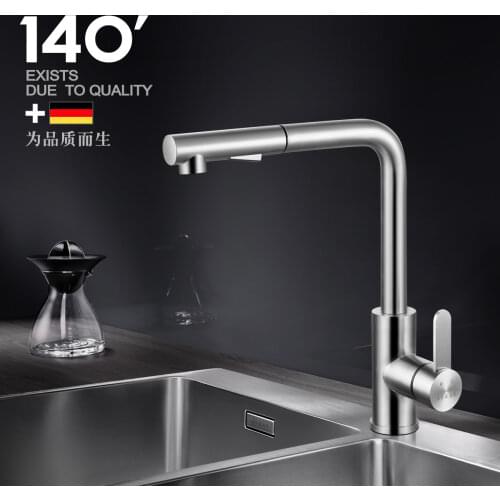 Asras 304 stainless steel faucet pull out hot and cold mixer kitchen tap brushed 3057