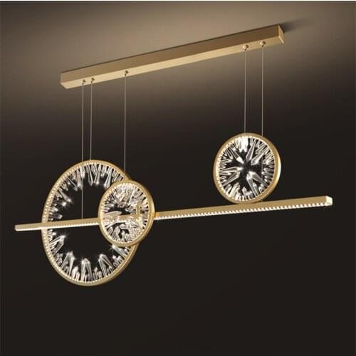 Modern LED lustre home Chandelier Dining Room lamp Crystal Long pendant lights Restaurant Coffee Bar Round Rings Hanging Light