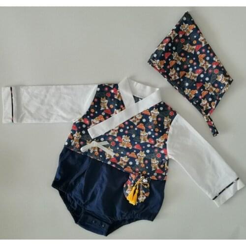 Baby Japanese Style Traditional Kimono Jumpsuit Newborn Yukata Romper Indoor Sleepwear Kid Pajamas Print Asian Oriental Clothing