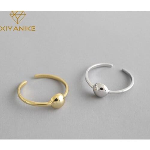 XIYANIKE 925 Sterling Silver Geometric Ball Ring Female Simple Fashion High Quality Jewelry Smooth Adjustable Index Finger Ring