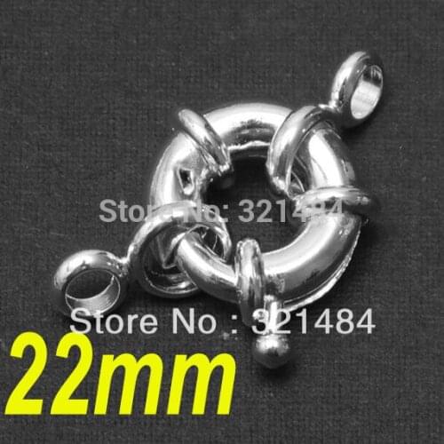 Jewelry DIY Findings 100pcs 22mm Dull Silver Plated Spring Clasp/Ring Clasp
