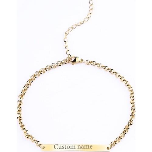 Personalized Bar Bracelet & Bangles Customized Nameplate ID Name Roma Date Bracelets For Women Stainless Steel Jewelry