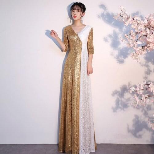 Evening Dress V-Neck Elegant Lace Up A-Line Half Sleeves Empire Simple Ruched Floor-Length New Woman Formal Party Gowns A1406