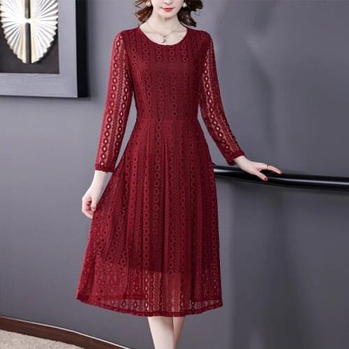 Casual Vintage Chic Red 4XL Plus Size Long Sleeve Dress 2021 Autumn Winter Solid Midi Dress Women Elegant Bodycon Party Vestidos