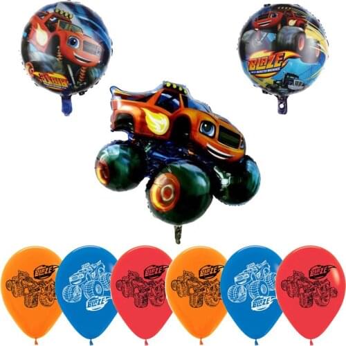 1Set Blaze and the Monste Foil Balloons Cartoon Sports Car Ballons Birthday Party Decoration Boys Favors Toy Baby Shower Supplie