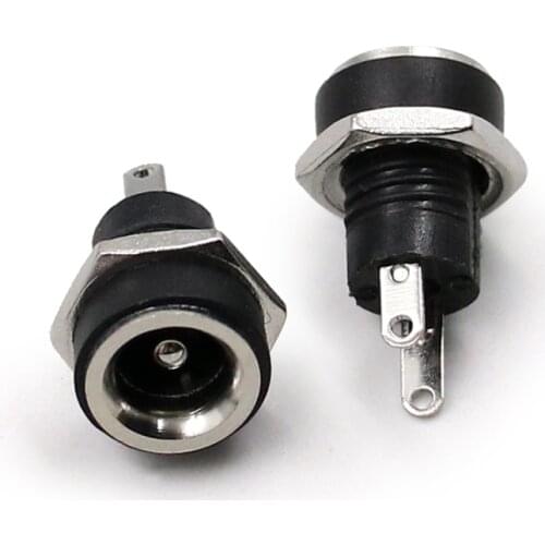 1pcs 12V For DC Power Supply Jack Socket Female Panel Mount Connector 5.5mm 2.1mm Plug Adapter 2 Terminal Types 5.5*2.1