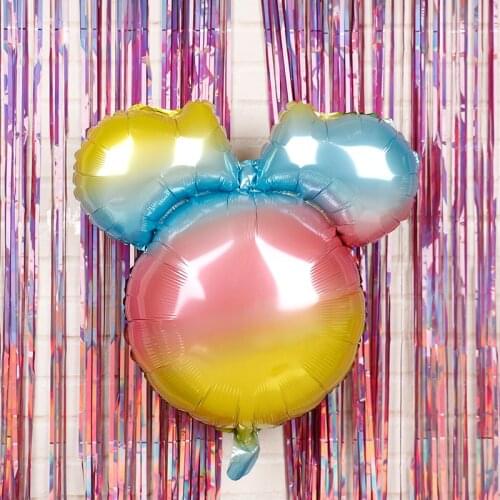 1pc large Rainbow Color mickey minnie head Foil Balloons 24inch birthday party decorations kids ballon babyshower girl boy globo