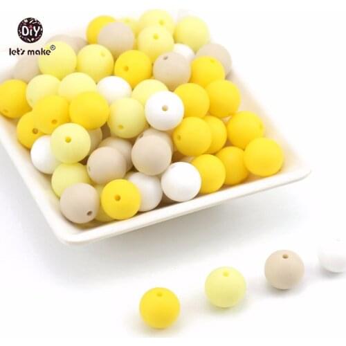 Lets make Silicone Beads Yellow Series 15mm 10pc DIY Accessories Chewable Beads Food Grade Teething Nursing Baby Teether