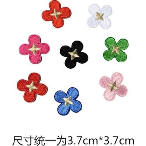 100pcs/lot Embroidery Patch Lucky Flower Four Leaf Clover Clothing Decoration Backpack Diy Iron Heat Transfer Applique