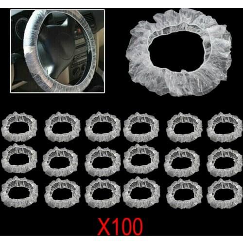 100Pcs Universal Disposable Steering Wheel Covers Elastic Plastic Anti-dust