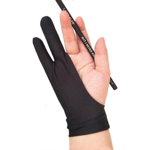 2 Fingers Black Anti-dirty Writing Glove for Any Graphics Tablet Drawing Antifouling Tool Professional Art Supplies