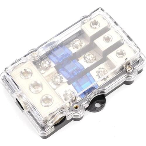 3 Ways 1 in 3 out Fuse Holder + Fuse Set Audio Line Fuse Car Fuse Seat + Safety Lever Built-in 60A cross-pin insurance