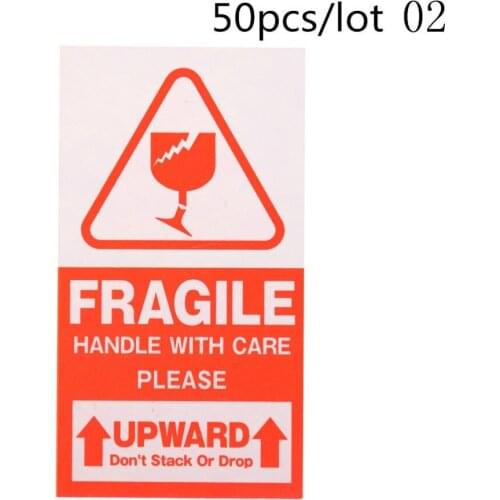 50pcs/lot Fragile Warning Label Sticker Fragile Sticker Up and Handle With Care Keep Dry Shipping Express Label Size:9x5cm