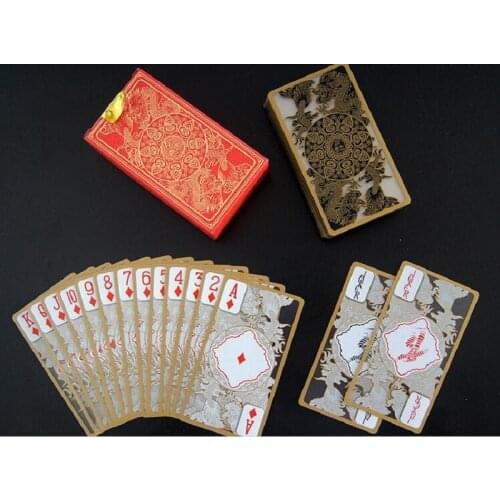 55pcs/set durable waterproof half transparent pvc plastic poker set magic playing cards deck dragon novelty high quality gift