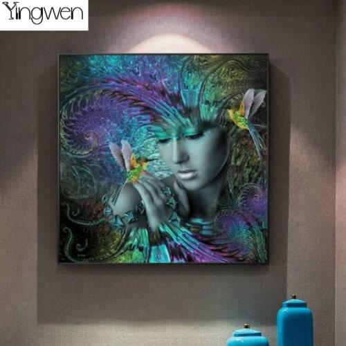NEW 5D Diy Diamond Mosaic Embroidery Fantasy Abstract Woman Full Diamond Painting Bird Picture Rhinestones Art Home Decoration