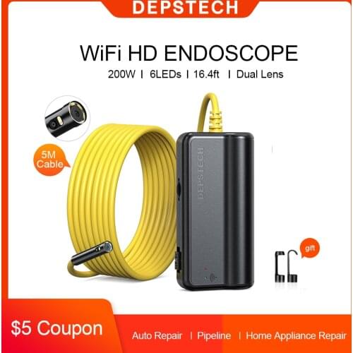 DEPSTECH WiFi Wireless Automotive Endoscope Inspection Camera Snake Borescope Tube for Underwater Vent Pipe Car Engine Repair