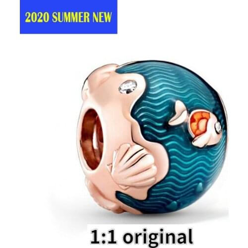 2020 Summer 925 Sterling Silver Beads Blue Underwater World Charm Fit Original Pandora Bracelets DIY Women Fashion Jewelry Gift