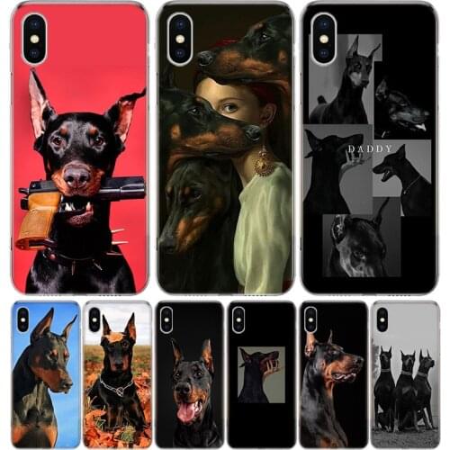 Black Dachshund Doberman Silicon Phone Case For Apple IPhone 11 12 Pro X XR XS Max 7 8 6 6S Plus 7G 6G 5S SE + Pattern Cover Coq