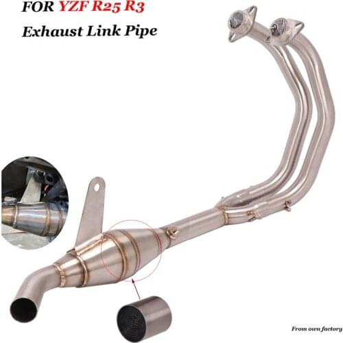 For YZF R25 R3 Exhaust Slip on Motorcycle Front Pitbike Muffler Link Pipe Motorcross Modified For Yamaha R-25 R-3