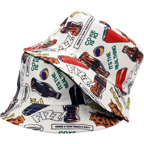 Coke Bottle Double Sided Wear Bucket Hat Fisherman Hat Outdoor Travel Hat Sun Cap Hats for Men and Women 30