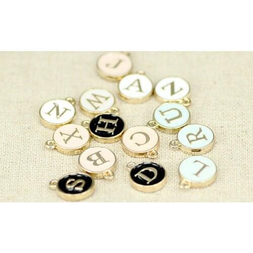Enamel DIY Jewelry Accessories Drop Oil Alloy Pendant Bracelet Pendant Accessories Double-sided English Letters Hanging 4 Colors