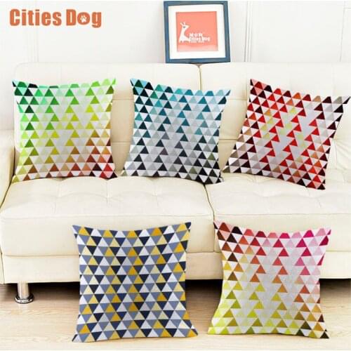 Geometrical color triangle 45*45cm pillow case Cushion cover Geometric Hotel office bar car sofa pillow geometry cushions covers