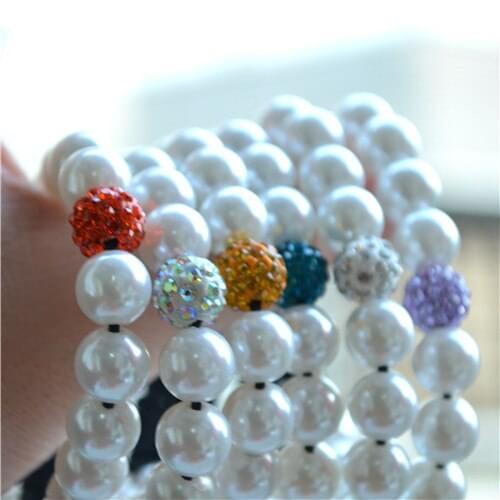 Jt434ing white Mixed 6 color micro pave CZ Disco Ball Beads crystal Bracelet fasion women lot