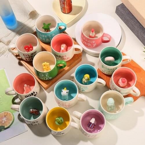350ml Creative 3d Cartoon Ceramic Water Cup Snowman Elk Cute Couple Cup Coffee Cup Breakfast Milk Cup Child Gift Cup