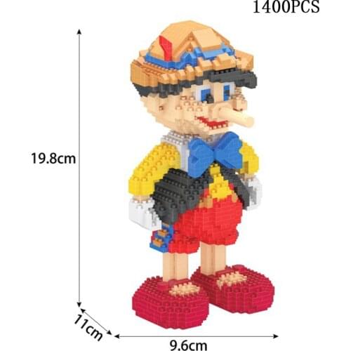 Disney Classic cartoon figures micro diamond blocks Pinocchio building brick educational toy fairy tale nanobrick for kids gifts
