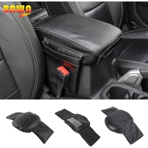 BAWA Armrest box holster Leather Car Armrest Storage Box Pad Cover Accessories for Jeep Wrangler Jeep Gladiator JT 2018