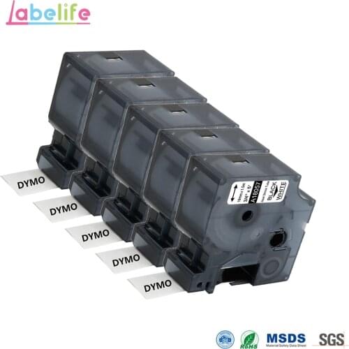 Labelife 5pcs 18057 18058 DYMO Rhino IND Heat Shrink Tubes Lable Tape for LabelWriters,Label Printer PRO1000 Rhino3000 4200 5000