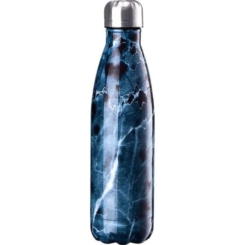 18 Oz Marble Vacuum Insulated Drink Cup Stainless Steel Hydro Water Flask Cola Shape Thermo Sports Water Bottle