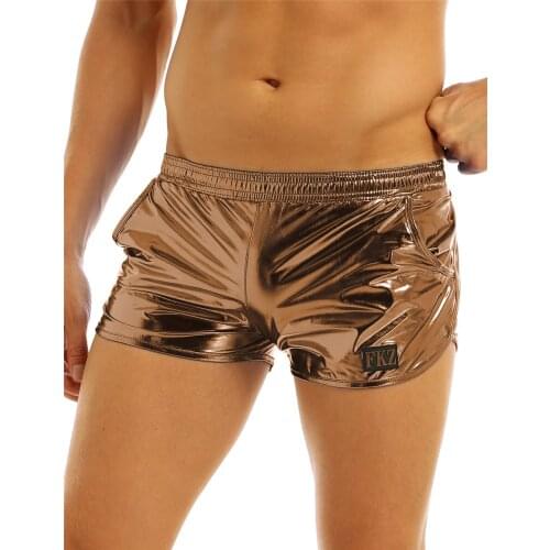 Mens Shinny Metaillic Boxershors Mens Low Rise Elastic Waistban Boxer Shorts Pouch Stage Performance Clubwear Costume Trunks