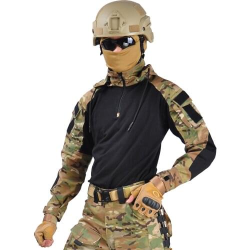 Mens Outdoor Tactical Hiking T-Shirts,Military Army Camouflage Long Sleeve Hunting Climbing Shirt,Male Breathable Sport Clothes