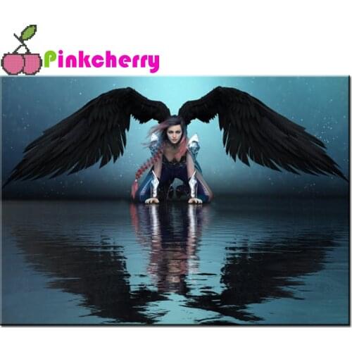 DIY 5D Diamond Painting Dark Angel Girl Wall Decor Full Drill Square Rhinestone Diamond Mosaic Embroidery Cross Stitch Kit k1129