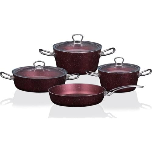 7 piece Royal Granite Burgundy Pots Set