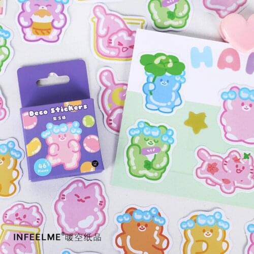 46 Pcs Kawaii Animal Food Stickers For Scrapbook Cute Stickers For Laptop Waterproof Vinyl Stickers For Water Bottles Diy Decals