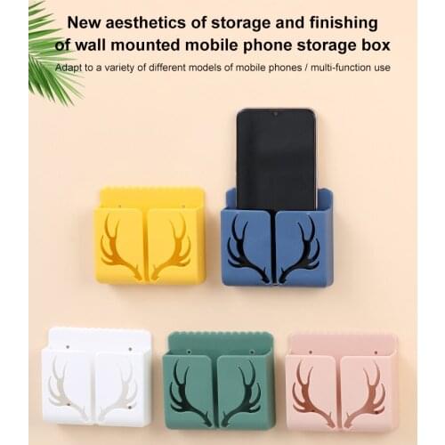 Wall Mounted Organizer Storage Box Air Conditioner TV Remote Control Mobile Phone Plug Holder Multifunction USB Charging Stand