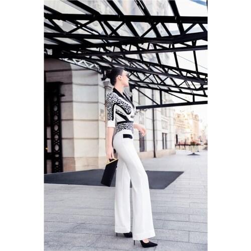 New spring and autumn office lady brand female women girls long sleeve Leopard jumpsuits clothing