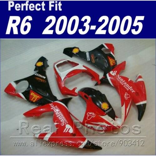 New arrival body work for YAMAHA R6 fairing kit 2003 2004 2005 Santander red black white Fairing YZF fairings 03 04 05